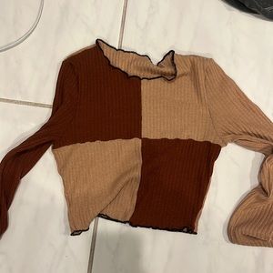 Light and dark brown long sleeve top (S)